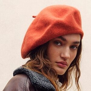 Free People Vibrant Orange Beret